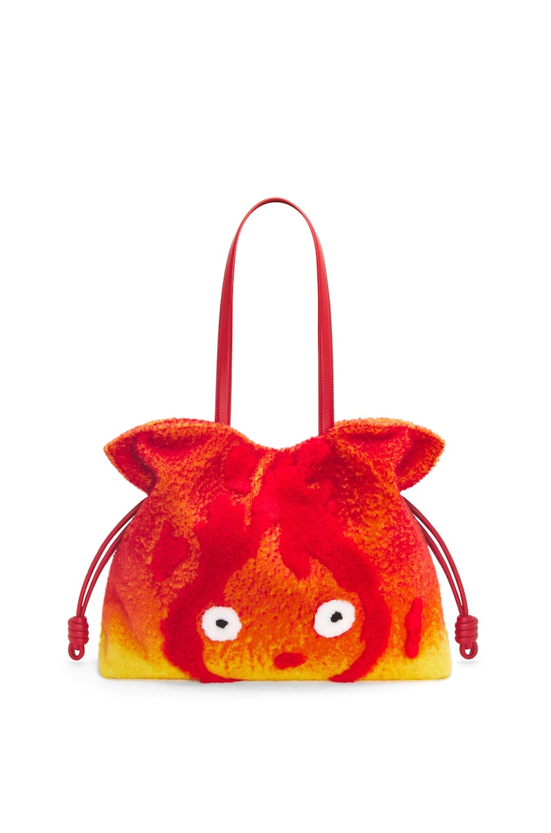 LOEWE x Howls Calcifer XL Flamenco Clutch In Shearling Red