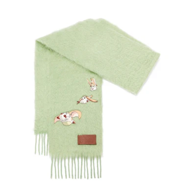 LOEWE x Howls Heen Scarf In Mohair And Wool Blend Light Turquoise