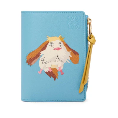 LOEWE x Howls Heen Slim Zip Bifold In Classic Calfskin Light Blue