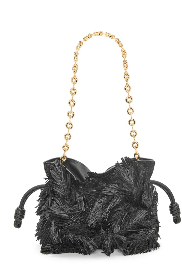 loewe-x-howls-howl-mini-flamenco-clutch-in-suede-and-raffia-black