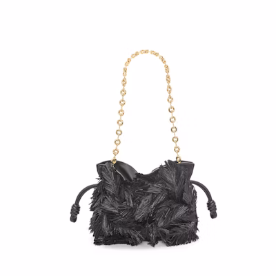 LOEWE x Howls Howl Mini Flamenco Clutch In Suede And Raffia Black