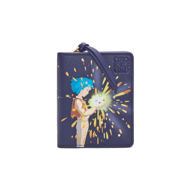 LOEWE x Howls Magical Sky Compact Zip Wallet In Classic Calfskin Marine