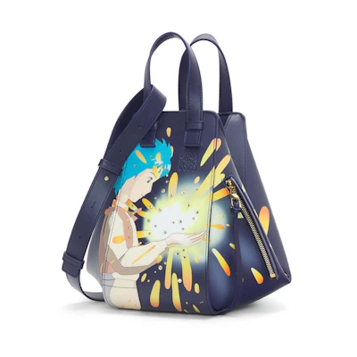 LOEWE x Howls Magical Sky Small Hammock Bag In Satin Calfskin Marine