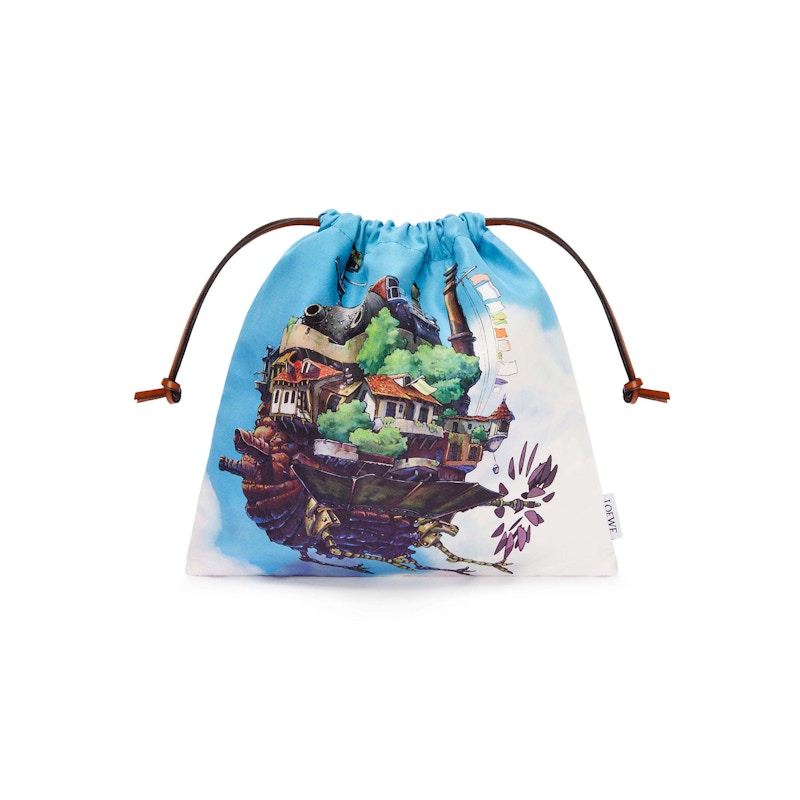 LOEWE x Howls Moving Castle Drawstring Pouch In Canvas Multicolor