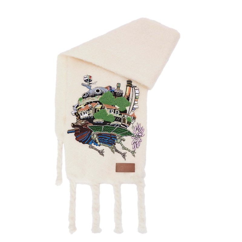 LOEWE x Howls Moving Castle Scarf In Mohair And Wool Blend White