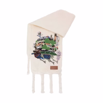 LOEWE x Howls Moving Castle Scarf In Mohair And Wool Blend White