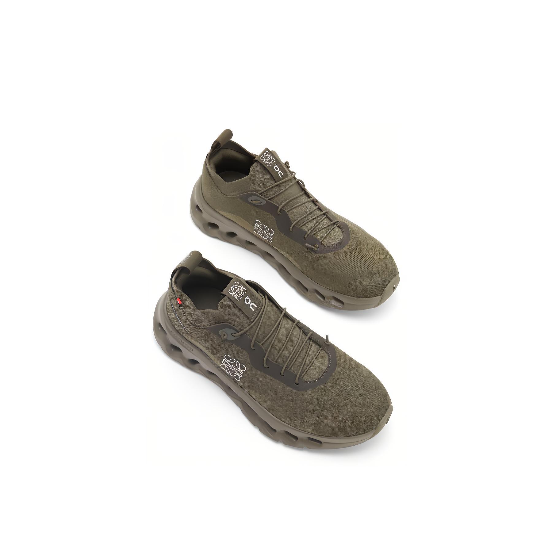 Shop 【品牌官方】LOEWE x On CLOUDTILT 男士跑鞋 戶外低筒跑步鞋 輕便平底綁帶 休閒鞋 卡其綠