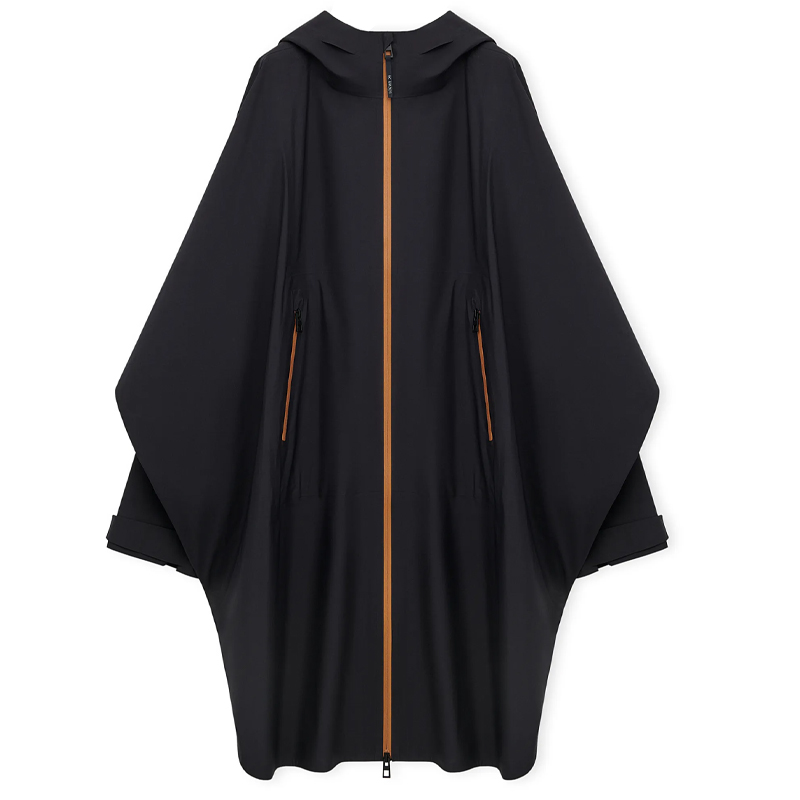 LOEWE On Running SS24 Black Colorblock Zip-up Hooded Long Jacket Unisex H929Y02W18-1100