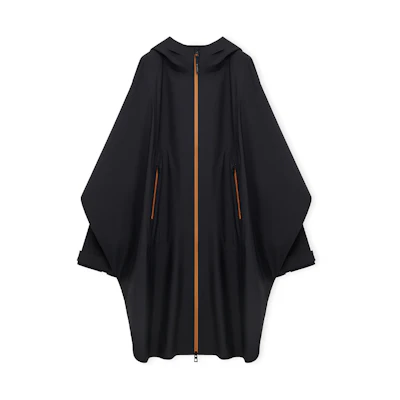 LOEWE On Running SS24 Black Colorblock Zip-up Hooded Long Jacket Unisex H929Y02W18-1100