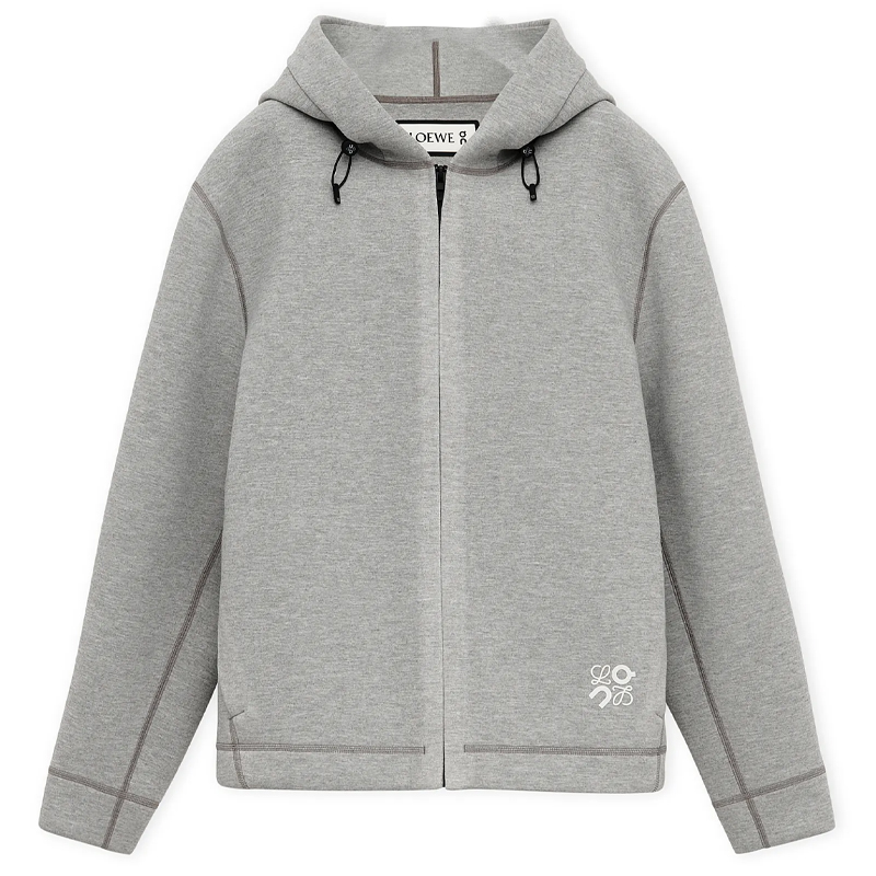 LOEWE On Running SS24 Logo Print Zip Hoodie Unisex Gray H929Y25J01-1440