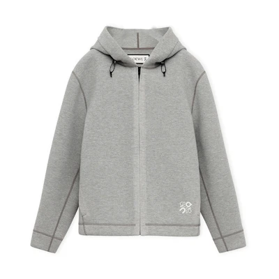 LOEWE On Running SS24 Logo Print Zip Hoodie Unisex Gray H929Y25J01-1440