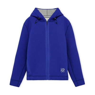 LOEWE On Running SS24 Unisex Blue Hoodie with Logo, Loose Fit Full-Zip Design H929Y25J01-5100