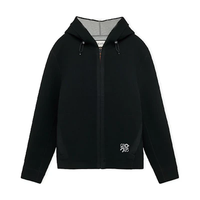LOEWE On SS24 Black Unisex Hoodie with Logo Print and Zip H929Y25J01-1100