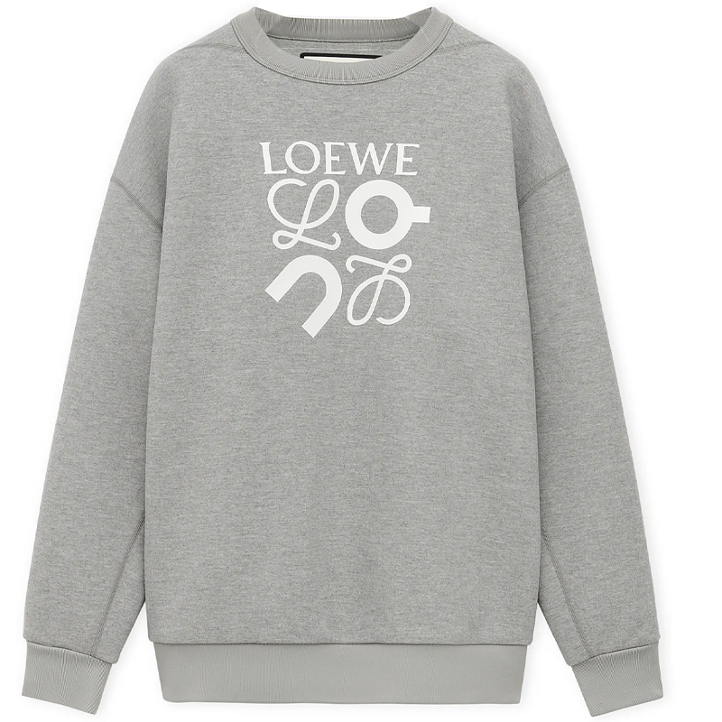 LOEWE On SS24 Letter Print Loose Fit Crewneck Sweatshirt Unisex Grey H929Y24J01-1440