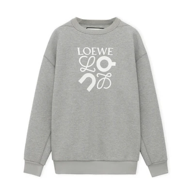 LOEWE On SS24 Letter Print Loose Fit Crewneck Sweatshirt Unisex Grey H929Y24J01-1440