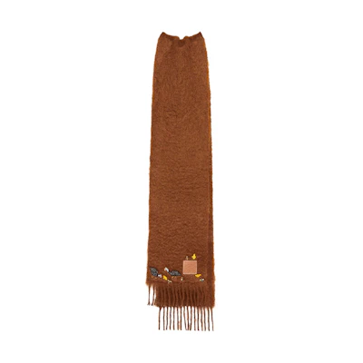 LOEWE Suna Fujita Fringe Wool Scarf Brown Unisex Couple Edition F811257X48