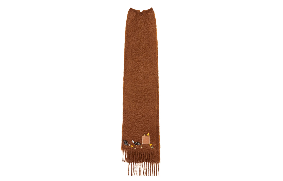 LOEWE Suna Fujita Fringe Wool Scarf Brown Unisex Couple Edition F811257X48 圖 2
