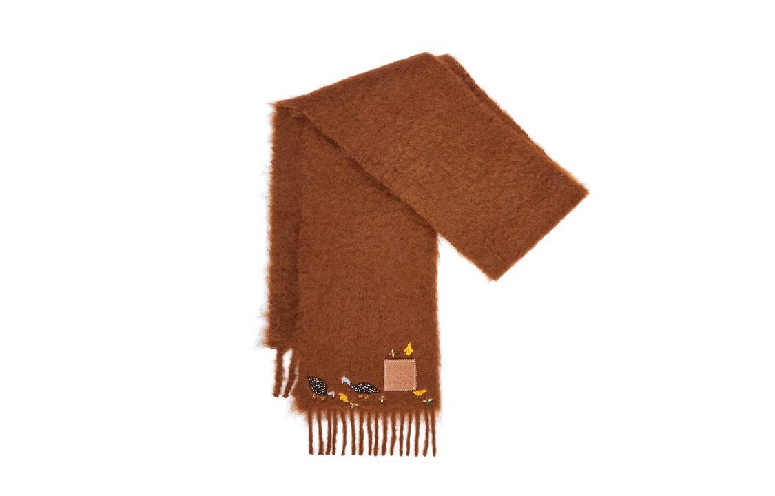 LOEWE Suna Fujita Fringe Wool Scarf Brown Unisex Couple Edition F811257X48 圖 3