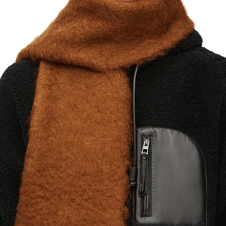 LOEWE Suna Fujita Fringe Wool Scarf Brown Unisex Couple Edition F811257X48 圖 4