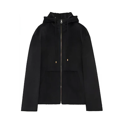 LOEWE Suna Fujita FW23 Black Embroidered Botanical Zip Hoodie Jacket Men H526Y03X11-1100
