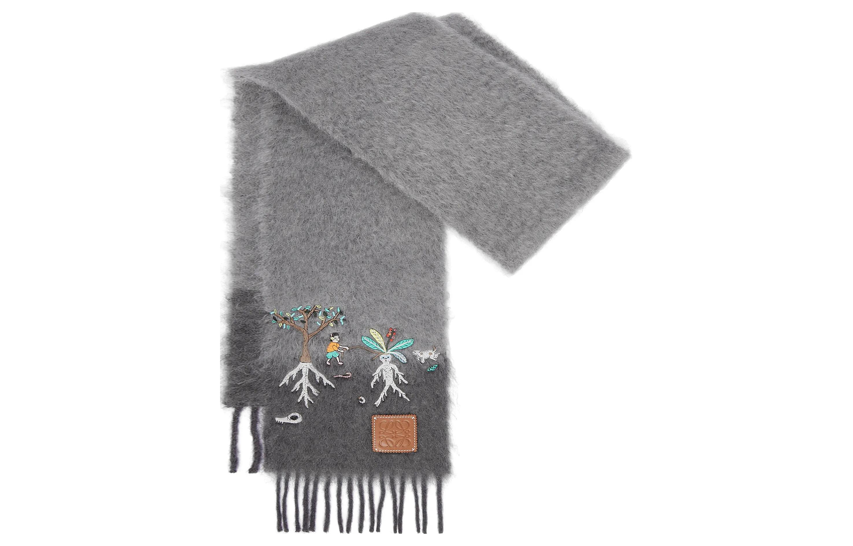 Lookbook LOEWE x Suna Fujita Bufanda de Lana Mohair Unisex Estilo Pareja en Gris F811257X49