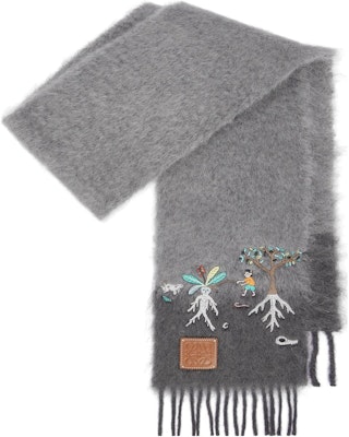 LOEWE x Suna Fujita Bufanda de Lana Mohair Unisex Estilo Pareja en Gris F811257X49 Shop LOEWE x Suna Fujita Bufanda de Lana Mohair Unisex Estilo Pareja en Gris F811257X49
