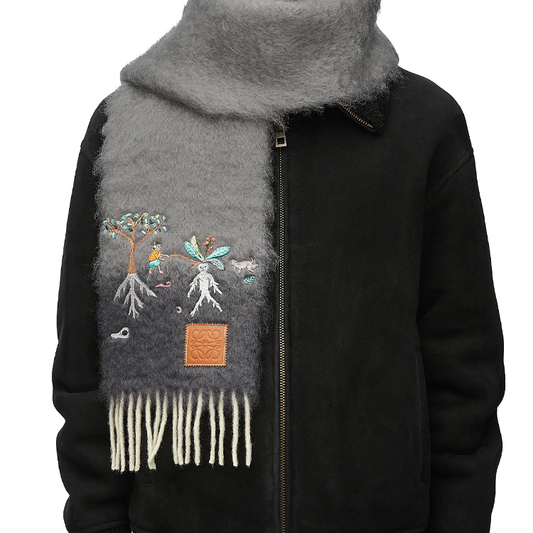 Purchase LOEWE x Suna Fujita Bufanda de Lana Mohair Unisex Estilo Pareja en Gris F811257X49