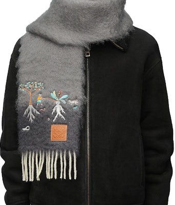 LOEWE x Suna Fujita Bufanda de Lana Mohair Unisex Estilo Pareja en Gris F811257X49 Purchase LOEWE x Suna Fujita Bufanda de Lana Mohair Unisex Estilo Pareja en Gris F811257X49