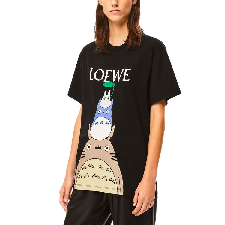 Sizing LOEWE x 龙猫合作款 龙猫印花男女同款黑色T恤 S848Y22X01-1100