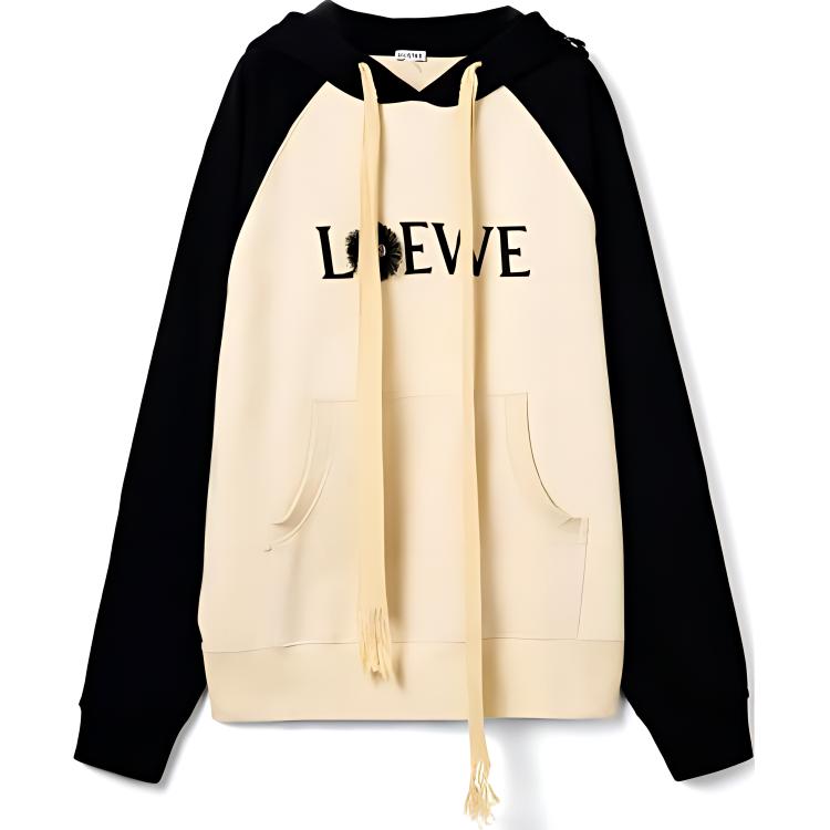 LOEWE Totoro SS21 Beige Letter Print Hoodie Special Collaboration H848341X04-2425