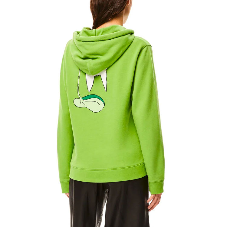 Shop LOEWE x Totoro SS21 Collab Letter Print Hoodie Unisex Green S848Y25X02-4094