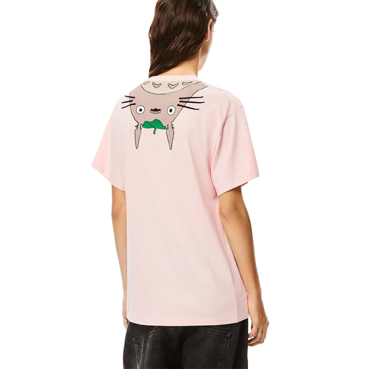 Details for 로에베 x 토토로 SS21 핑크 립 크루넥 티셔츠 유니섹스 스페셜 콜라보레이션 S848Y22X02-7140