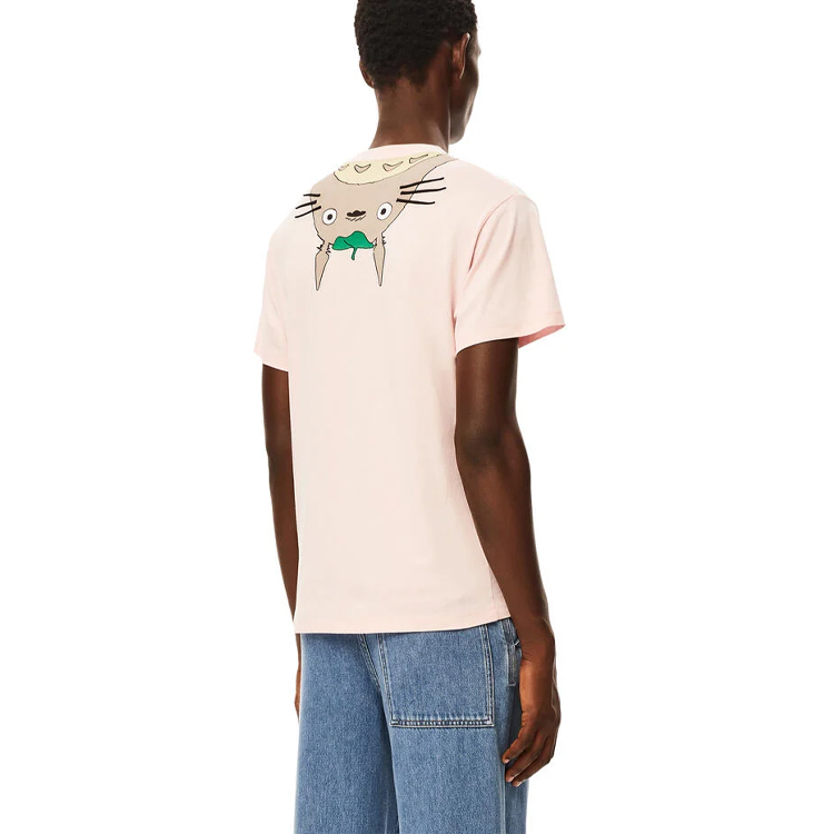 Sizing 로에베 x 토토로 SS21 핑크 립 크루넥 티셔츠 유니섹스 스페셜 콜라보레이션 S848Y22X02-7140