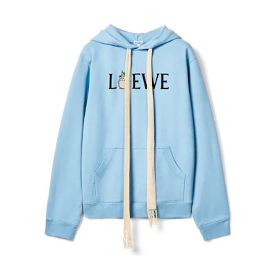 LOEWE Totoro SS21 Unisex Blue Hoodie with Letter Print Special Collaboration H848341X14-5100