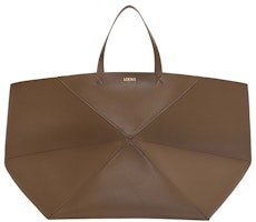 LOEWE XXL Puzzle Fold Tote in Shiny Calfskin Umber LOEWE XXL Puzzle Fold Tote in Shiny Calfskin Umber