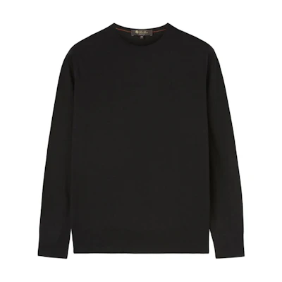 Loro Piana Black Crewneck Long Sleeve T-Shirt FAI1916-8000