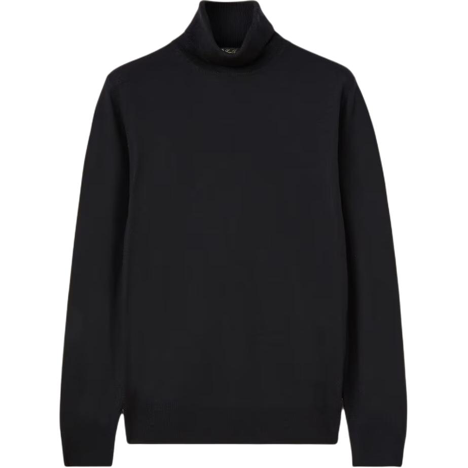 Order Loro Piana Turtleneck Hitam Slim Fit Sweater Rajut Kasual. FAF9161-8000