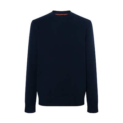 Loro Piana Blue Crew Neck Slim Fit Knit Sweater FAM9384-W000