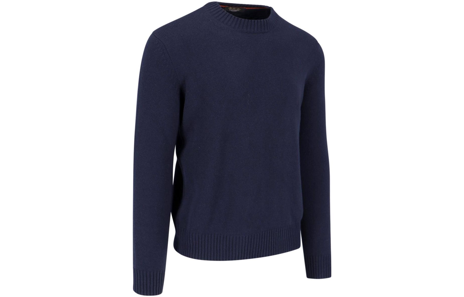 Shop Suéter de Punto Azul Loro Piana Slim Fit Cuello Redondo. FAM9384-W000