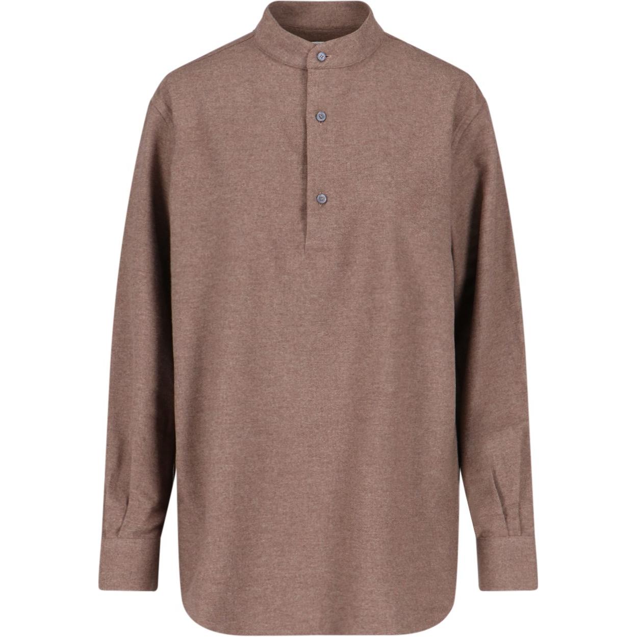 Loro Piana  Brown Solid Long Sleeve Pullover Shirt. FAO7158H0QP