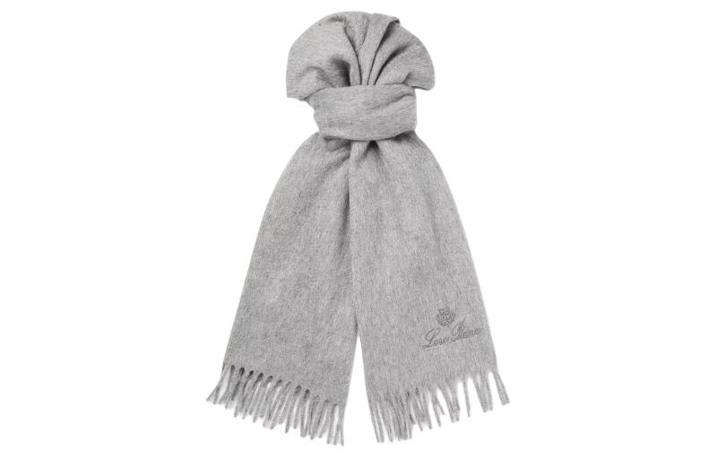 Loro Piana  Gray Tassel Knit Scarf FAN4410M004