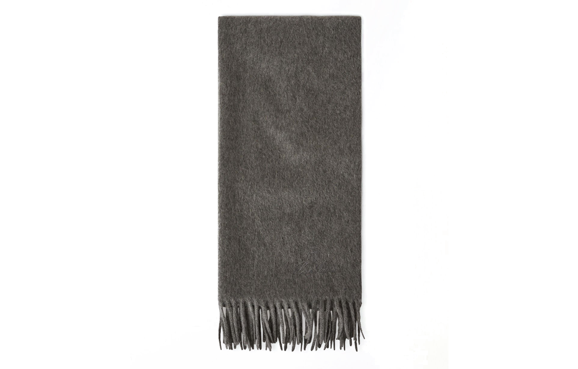 Loro Piana  Grey Solid Cashmere Scarf FAO3774