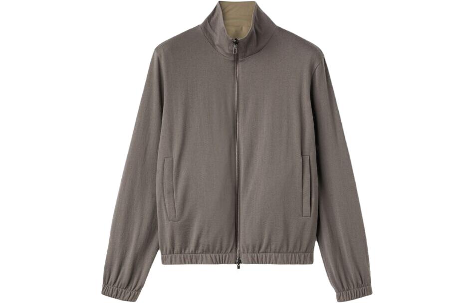 Shop ロロピアーナ リバーシブル カーキジャケット スタンドカラー ジッパーポケット付き FAF8466-B39K