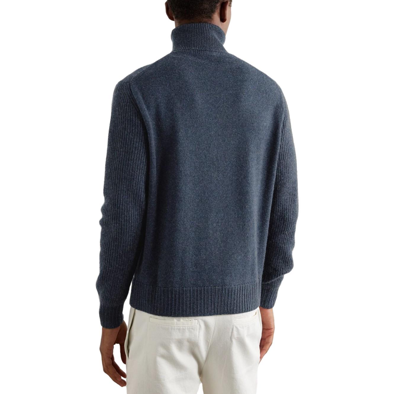 Purchase Loro Piana Sweater Rajut Lengan Panjang Kerah Tinggi Biru Polos. FAN4445J603