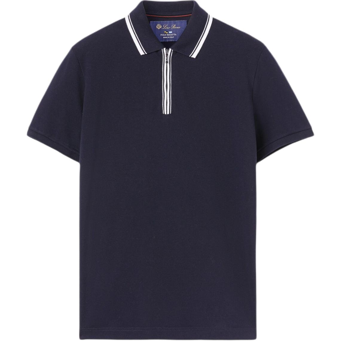 Loro Piana  Striped Detail Short Sleeve Polo Shirt Navy Blue FAI0736W000