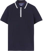 Loro Piana Striped Detail Short Sleeve Polo Shirt Navy Blue FAI0736W000 Loro Piana Striped Detail Short Sleeve Polo Shirt Navy Blue FAI0736W000