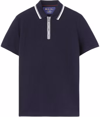 Loro Piana Striped Detail Short Sleeve Polo Shirt Navy Blue FAI0736W000 Buy Loro Piana Striped Detail Short Sleeve Polo Shirt Navy Blue FAI0736W000