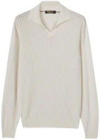 Order Loro Piana 白色針織純色長袖POLO衫。 FAM3898-1000
