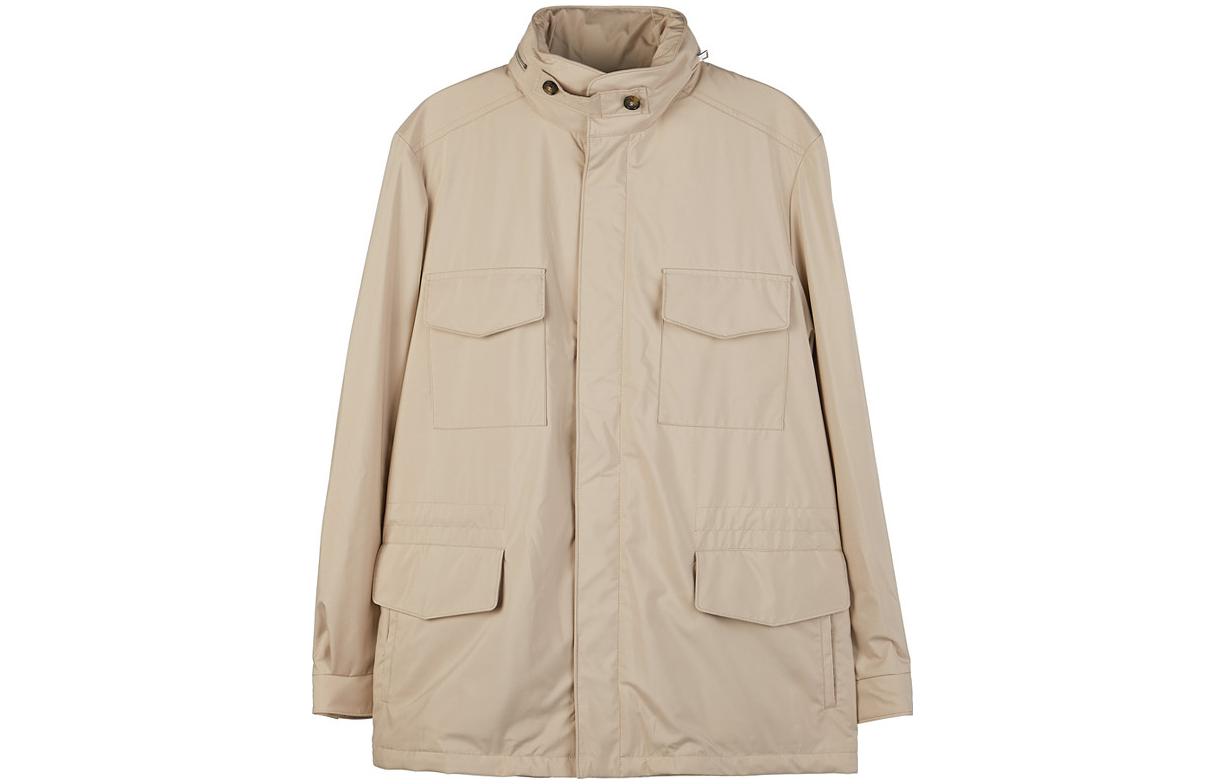 Loro Piana Beige Loose Fit Long-Sleeve Stand Collar Jacket FAI1437D235