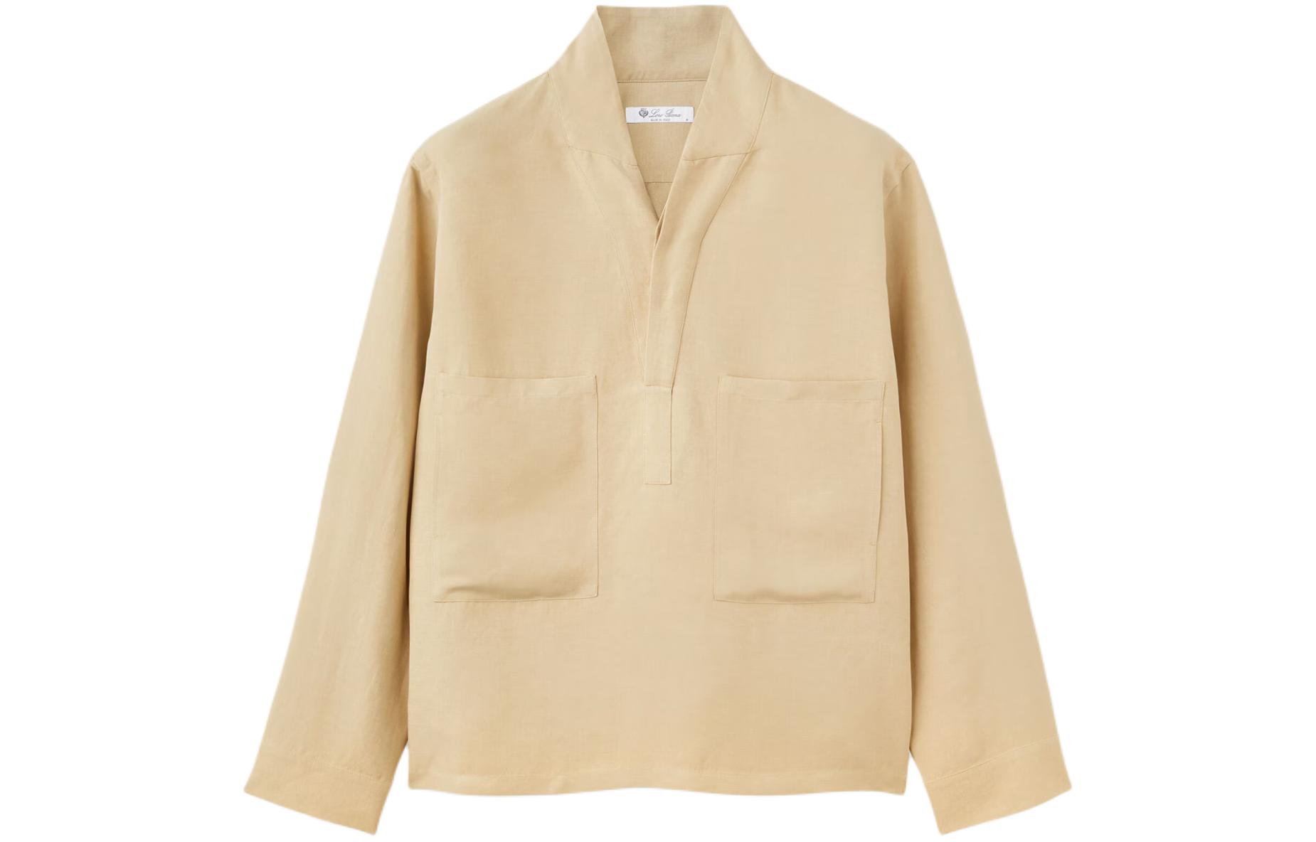 Loro Piana Biwa Overshirt Beige Loose-Fit V-Neck Jacket FAN6945-D06V